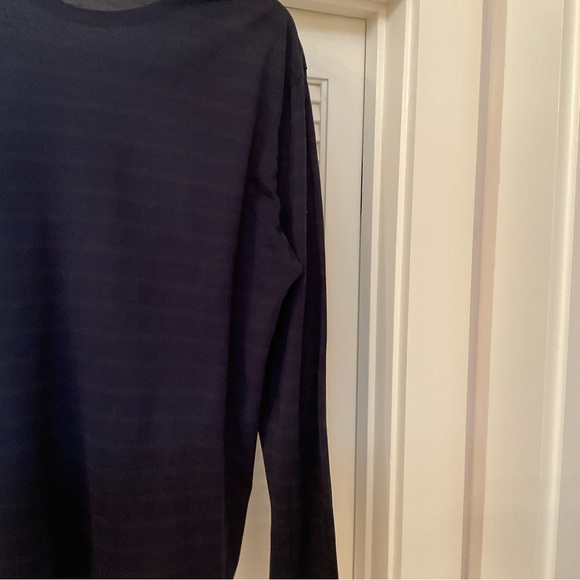 Theory Navy Olive Striped Long Sleeve Tee, Size M - Picture 5 of 11